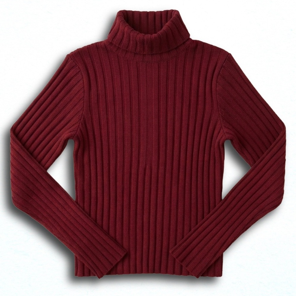 Vintage Charlotte Russe Y2K Ribbed Turtleneck Sweater Burgundy Red Juniors L
